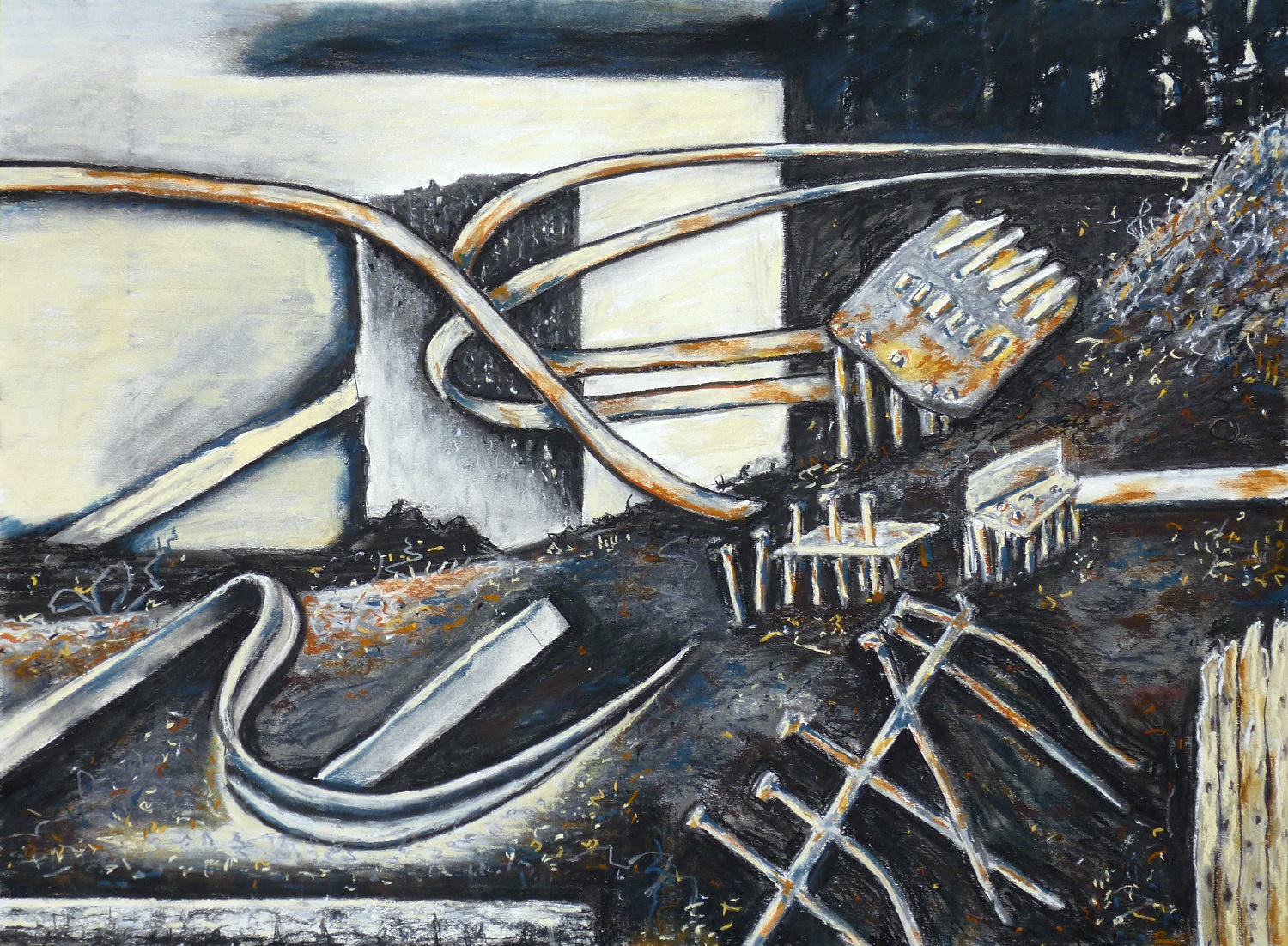 Next Door II (pastel chalk on paper, 56cm x 76cm)